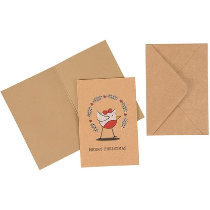 BEST PAPER GREETINGS Christmas Cards 36 Pack 4x6 Kraft Paper Red White Envelopes