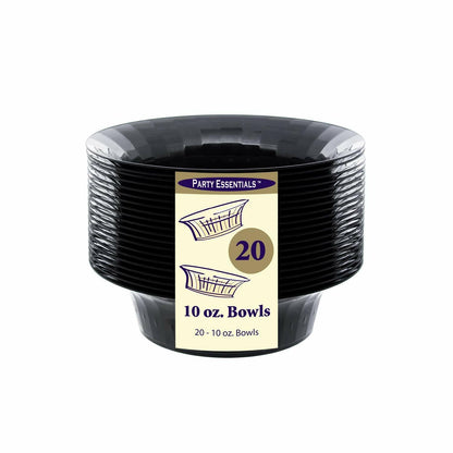 Party Essentials Deluxe Plastic Salad Bowls 10oz Black 20 Count