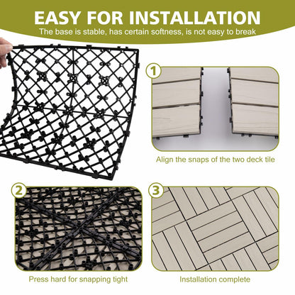 Famobay WPC Patio Deck Tiles 3D Organic White 12x12in 6pcs Durable Waterproof