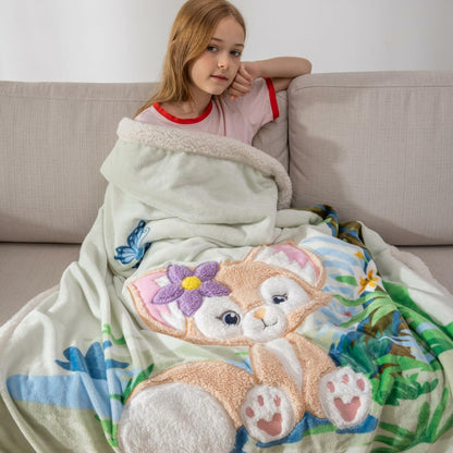 COSUSKET Kids LinaBell 3D Embroidery Sherpa Throw Blanket 50x60in