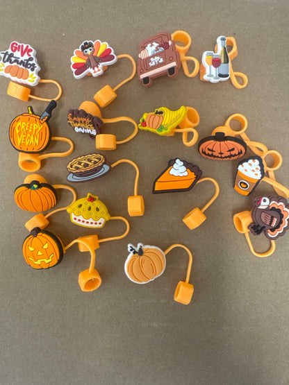 16 PCS Thanksgiving Silicone Straw Caps for Stanley Cup 10mm Design 4