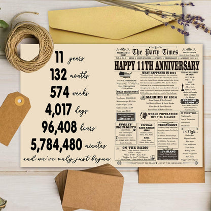 YiKaLus 11th Anniversary Steel Gift Card Romantic Wedding Gift for Him Her