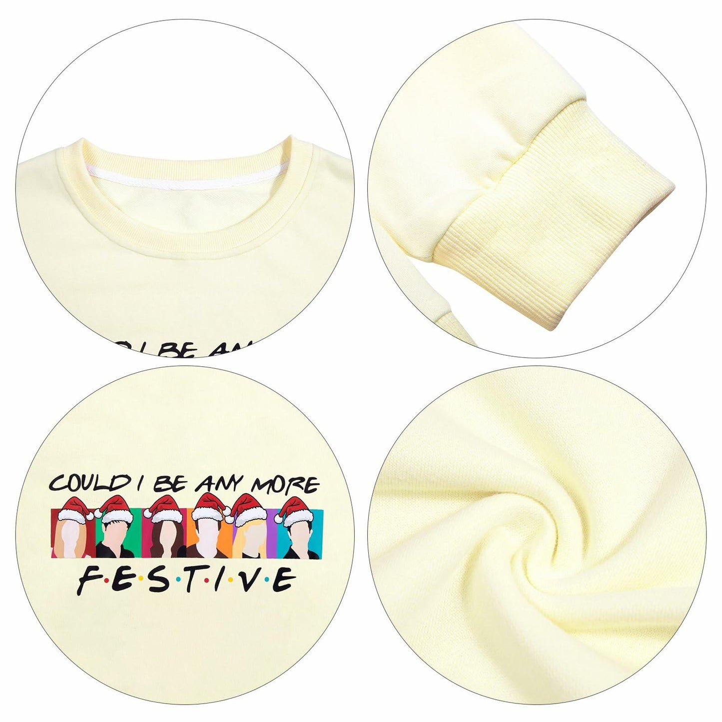 FASHGL Christmas Friends Sweatshirt Women Long Sleeve Green, XL