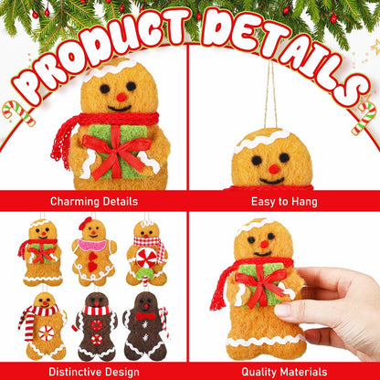 Fanfanwin Gingerbread Man Ornaments Brown 5.12in 6 Pcs Christmas Decor