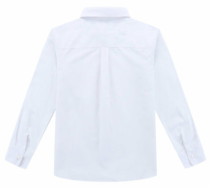 Bienzoe Boys Long Sleeve Button Down Shirt White Size 14