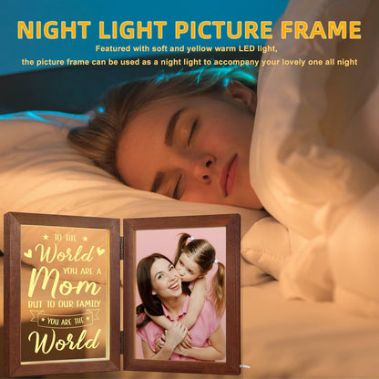 Mom Gifts 5x7 Picture Frame Night Light Table Lamp Warm Words
