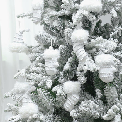 RoseCraft Christmas Ornaments 9PCS Socks Hat Tree Decor White Silver