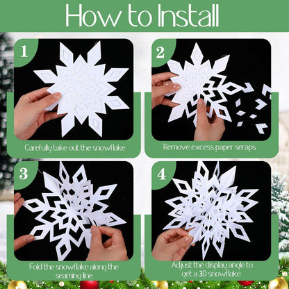 Fullhawl 3D Snowflake Christmas Ornaments Set 12 Pcs White Hanging Decor