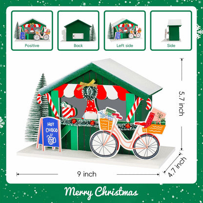 Zqoyn LED Lighted Christmas Village Set Indoor Table Decor Bicycle