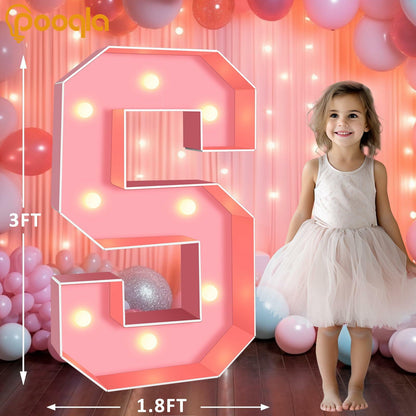 Pooqla 3FT LED Marquee Letter S Pink Party Birthday Wedding Decor
