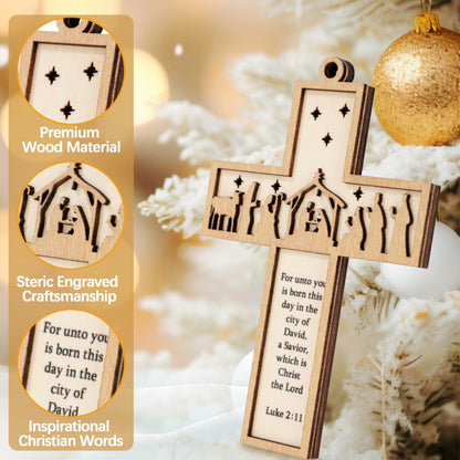 Christian Nativity Ornaments Cross Scene Set 8 Pcs Christmas Decor
