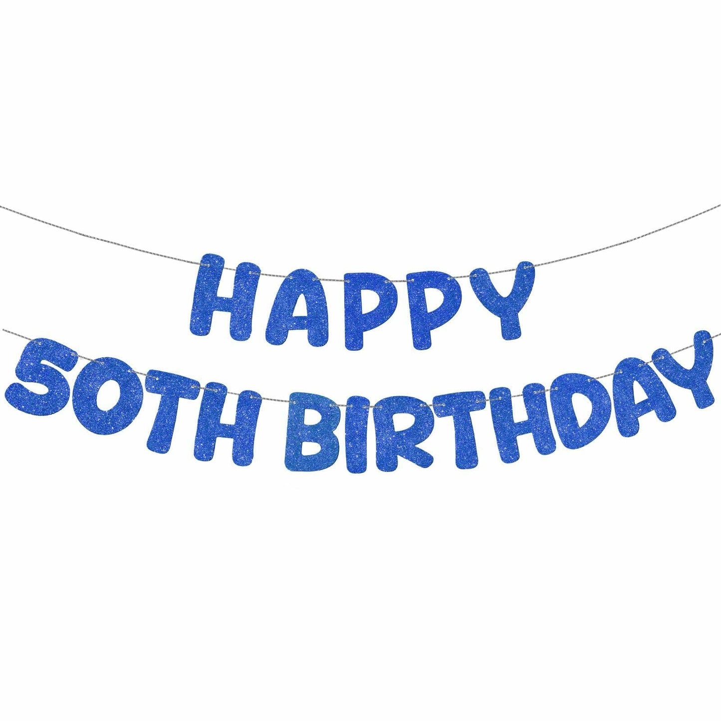 Fulmoon 50th Birthday Banner Pre Strung Glitter 11.5ft Champagne Gold