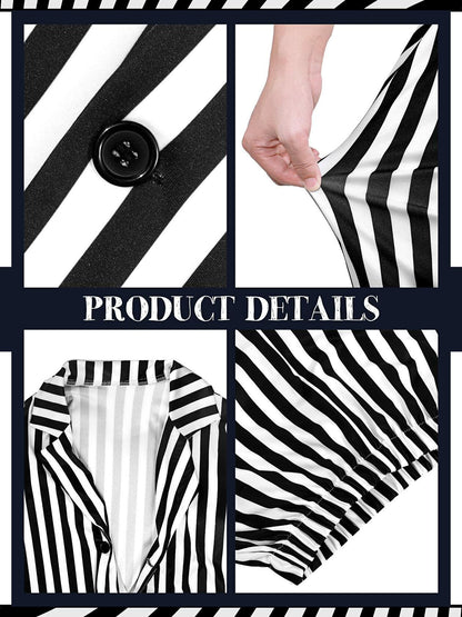 Halloween Black White Striped Men Costume Comedy Horror Size XXL