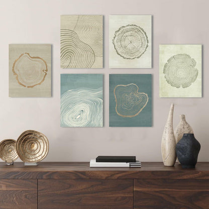 Anyzal Tree Ring Canvas Wall Art 6 Panels Gray 8x10 inches