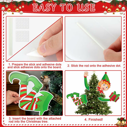 Lonfliness Elf Christmas Tree Topper 4pcs Xmas Holiday Decor Set