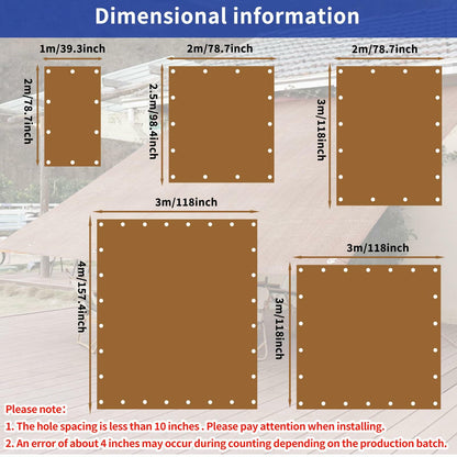 Demoul Shade Sail Rectangle Canopy 185GSM UV Block Wheat 9.84'x9.84'