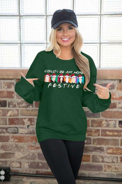 FASHGL Christmas Friends Sweatshirt Women Green Long Sleeve XX Large