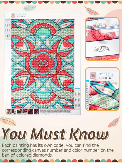 Tioncy 4 Pcs Diamond Painting Kits 11.8x15.8in Mandala Flower Wall Art