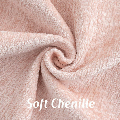 FUTEI Pink Chenille Throw Pillow Covers 22x22 Inch Set of 2 Soft Cozy Edge