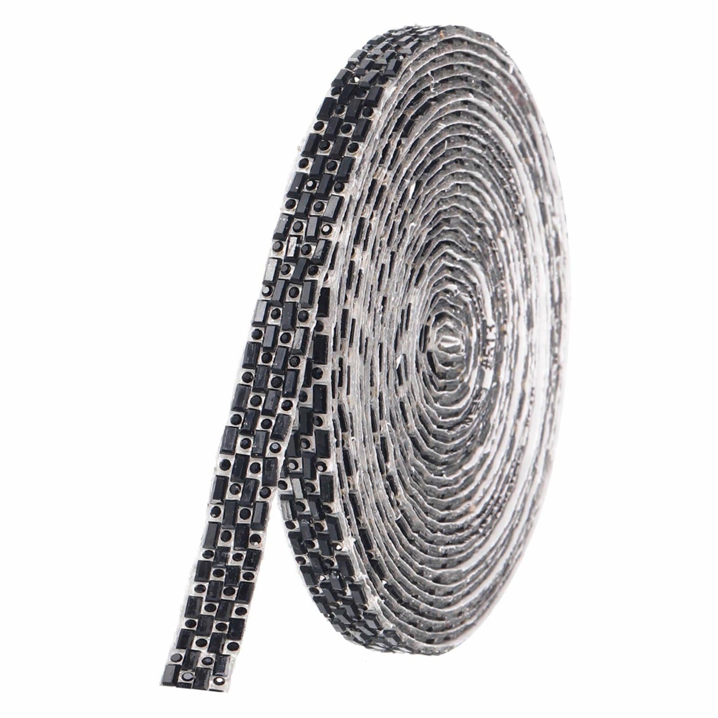 MECCANIXITY 10mm Self Adhesive Crystal Rhinestone Ribbon 5 Yards Black
