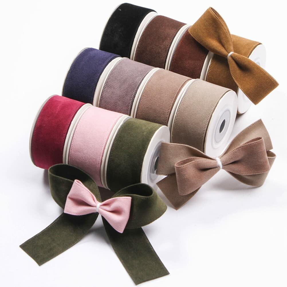 LATUROP 1in Wine Double Face Velvet Ribbon 10 Yards Roll for Crafts