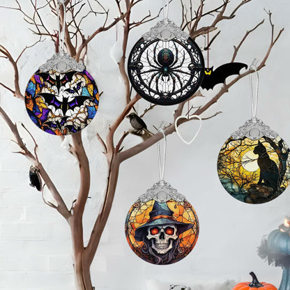 Terrifying Skull Christmas Ornament Stained Glass Holiday Decoration