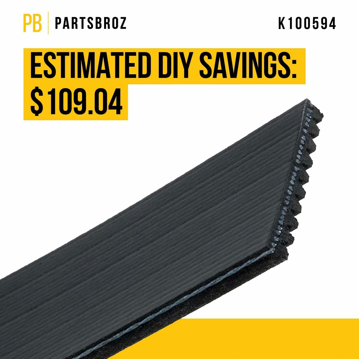 PartsBroz K061360 Micro-V Serpentine Drive Belt Compatible with Gates Black