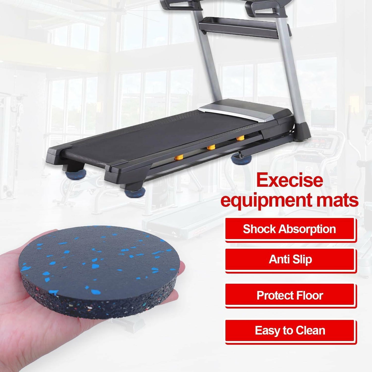 [Like New] U MAX Exercise Equipment Pads Anti Vibration 4.7x0.6in Black 6pc