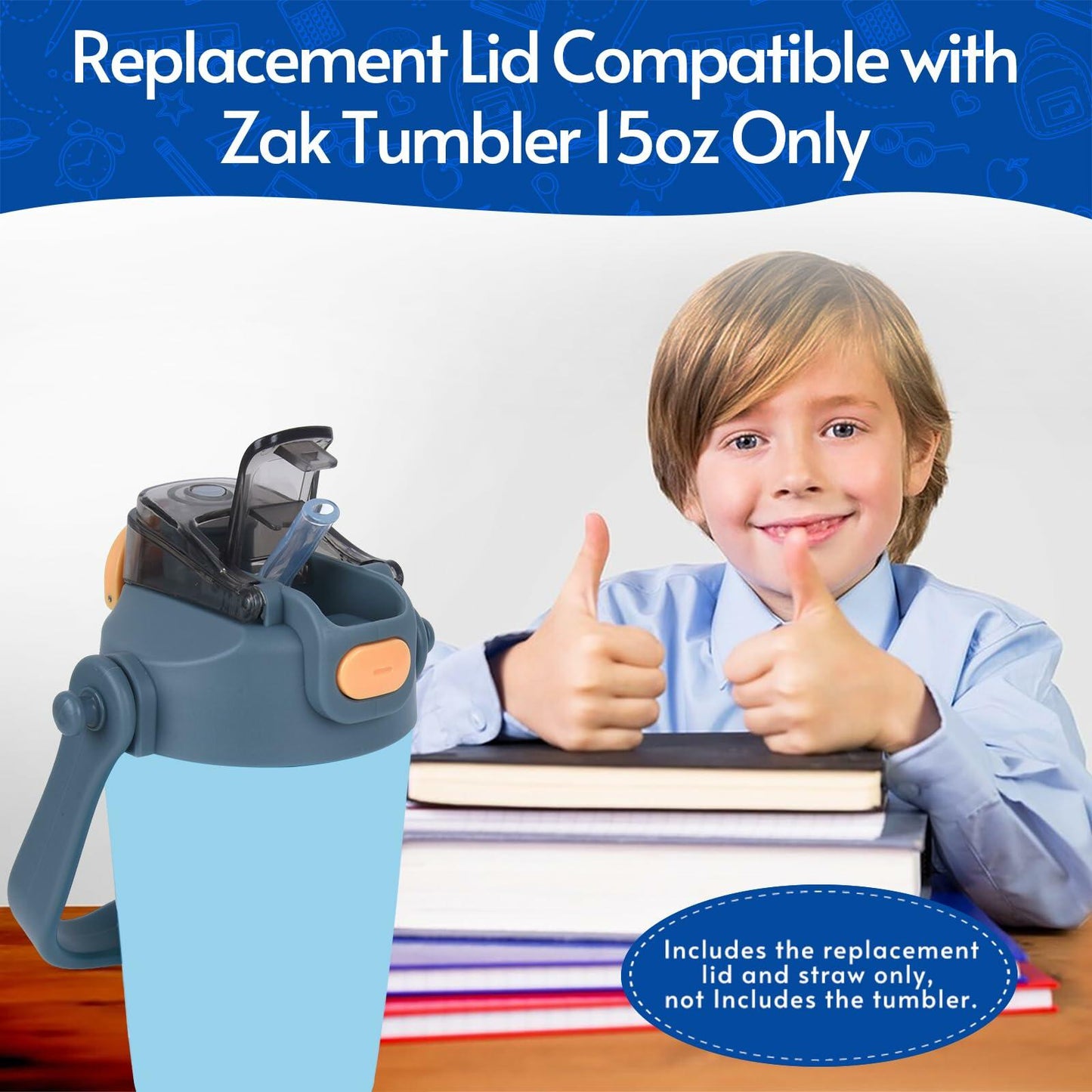 [Like New] TEITEAI Replacement Lid for 15oz Zak Tumbler Navy Blue BPA-Free Leak-Proof