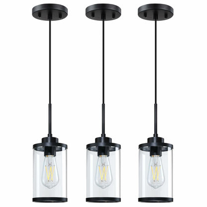 [Like New] RAINLIGHTING 3 Pack Industrial Kitchen Island Pendant Lights Black Clear Grey