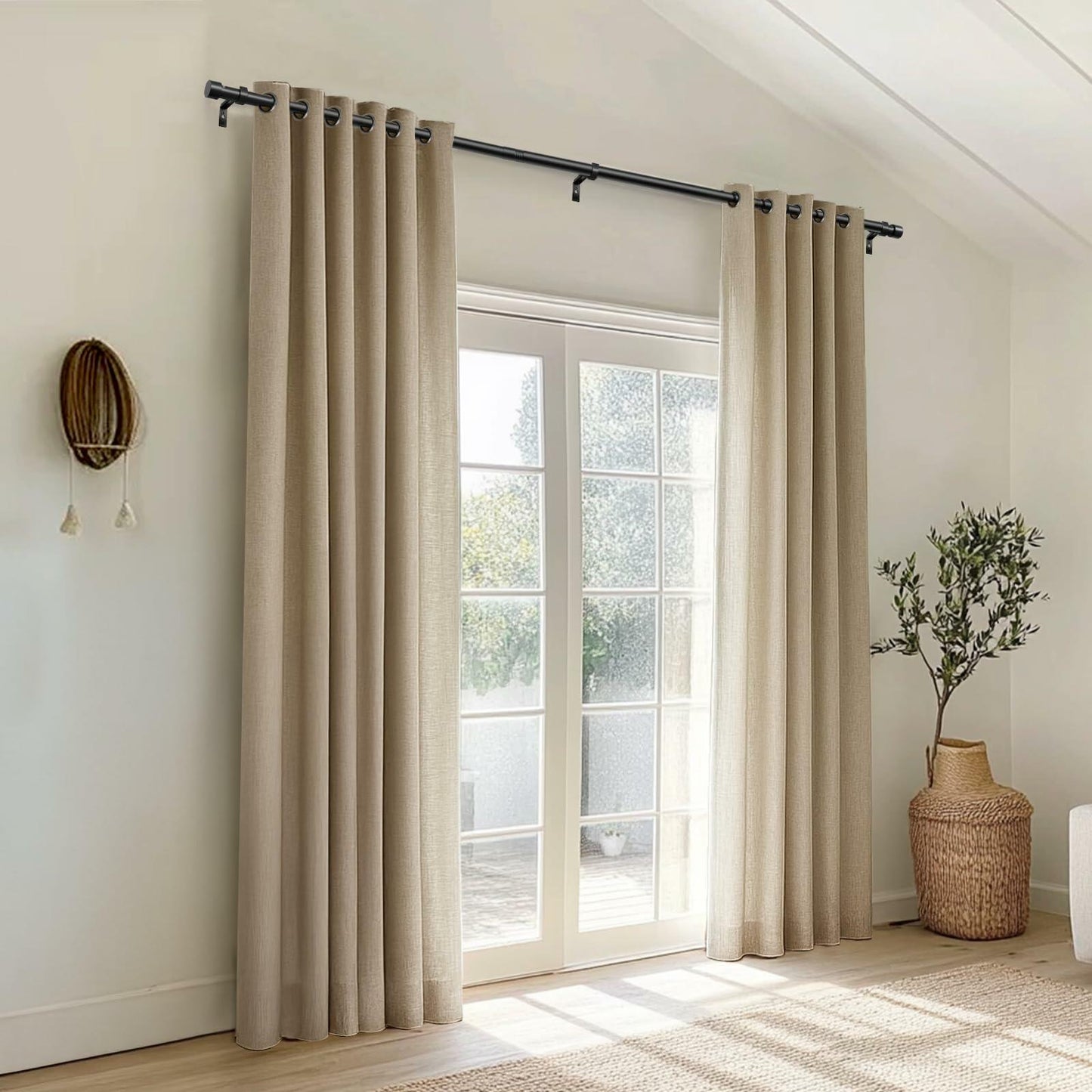 Zeerobee Adjustable Curtain Rod 66-120in Dark Grey Heavy Duty 1 Inch