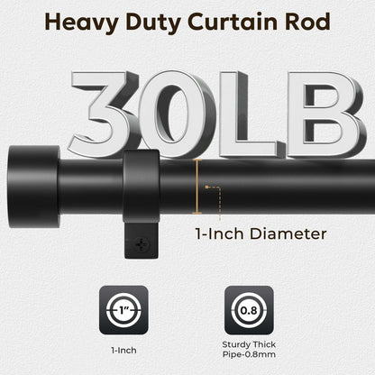 Zeerobee Adjustable Curtain Rod 66-120in Dark Grey Heavy Duty 1 Inch