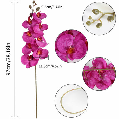 ICBOX 38 Inch Purple Artificial Orchids 6 PCS Faux Velvet Flowers Stem