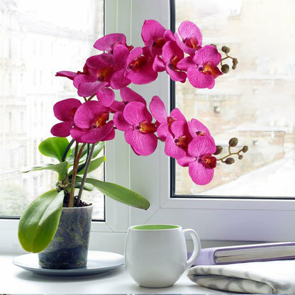 ICBOX 38 Inch Purple Artificial Orchids 6 PCS Faux Velvet Flowers Stem