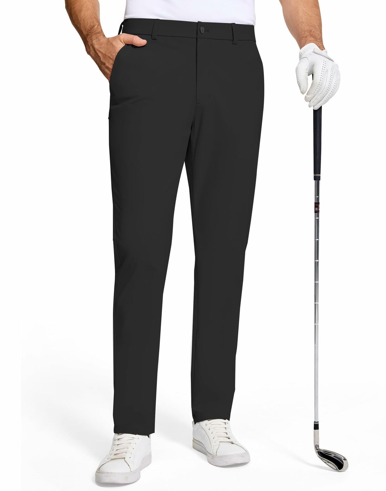 SERAMY Mens Golf Dress Pants Slim Fit Stretch Quick Dry Black Size 36