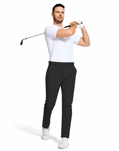 SERAMY Mens Golf Dress Pants Slim Fit Stretch Quick Dry Black Size 36