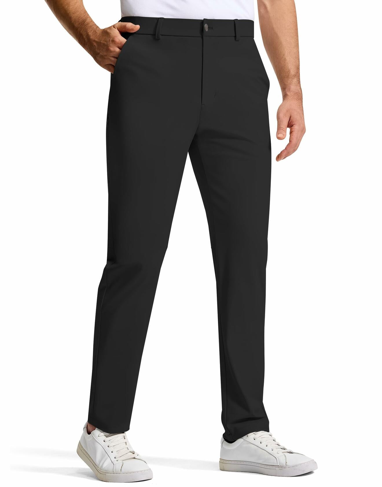 SERAMY Mens Golf Dress Pants Slim Fit Stretch Quick Dry Black Size 36