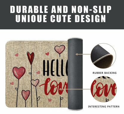 GAGEC Valentines Day Door Mat Hello Love Hearts Decorative 17x27 Inch