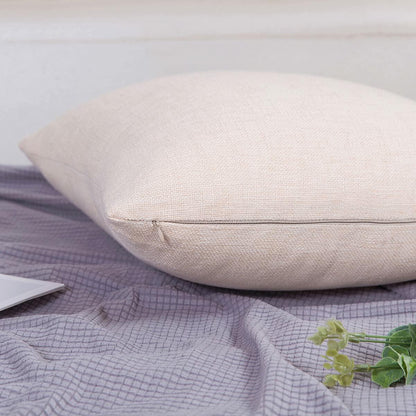 Jepeak Linen Throw Pillow Covers 20x20 Inch Butter Beige 2 Pack