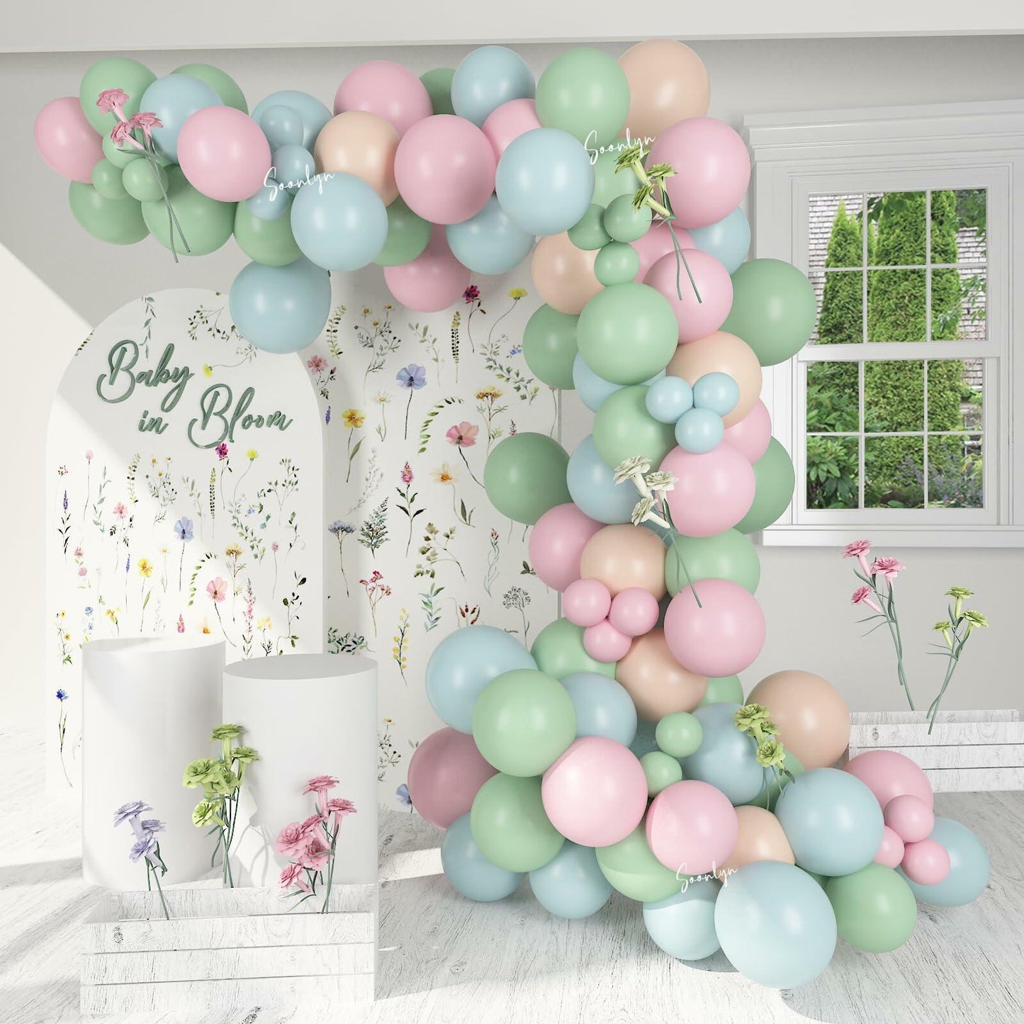 Soonlyn Baby In Bloom Balloon Arch Kit 14ft Baby Shower Decorations Wildflower