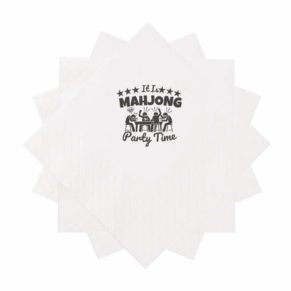 VOWFOO Mahjong Cocktail Napkins 100pcs 5x5 2-ply Mahjong Retirement Plan