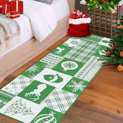 CAREMEE Christmas Area Rug Non-Slip Washable Green 2x3 FT Holiday Decor