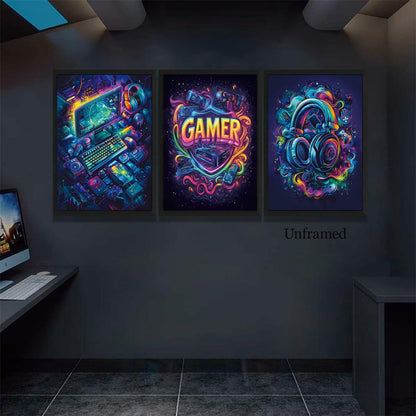 Yolbcdr Gaming Posters Set of 3 Video Game Wall Art 16x24in Unframed