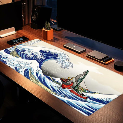 Kanagawa Extended Gaming Mouse Pad Large 31.5x11.8 Inch Non-Slip Rubber
