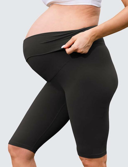 QoBexim 2 Pack Plus Size Maternity Yoga Shorts Black Size Freesize