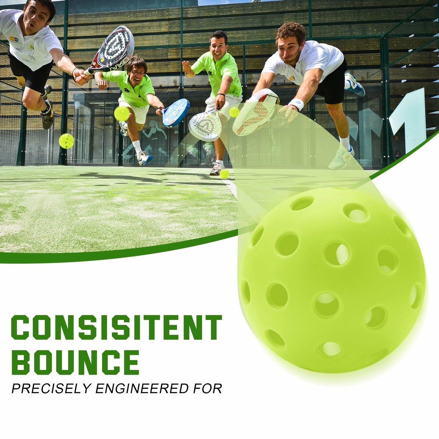U-pick Pickleball Balls 40 Holes Outdoor Durable High Elasticity 4 Pack Multi