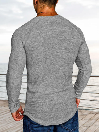 Comdecevis Muscle Big Tall T Shirt Men Gym Workout Long Sleeve Light Grey 3XL