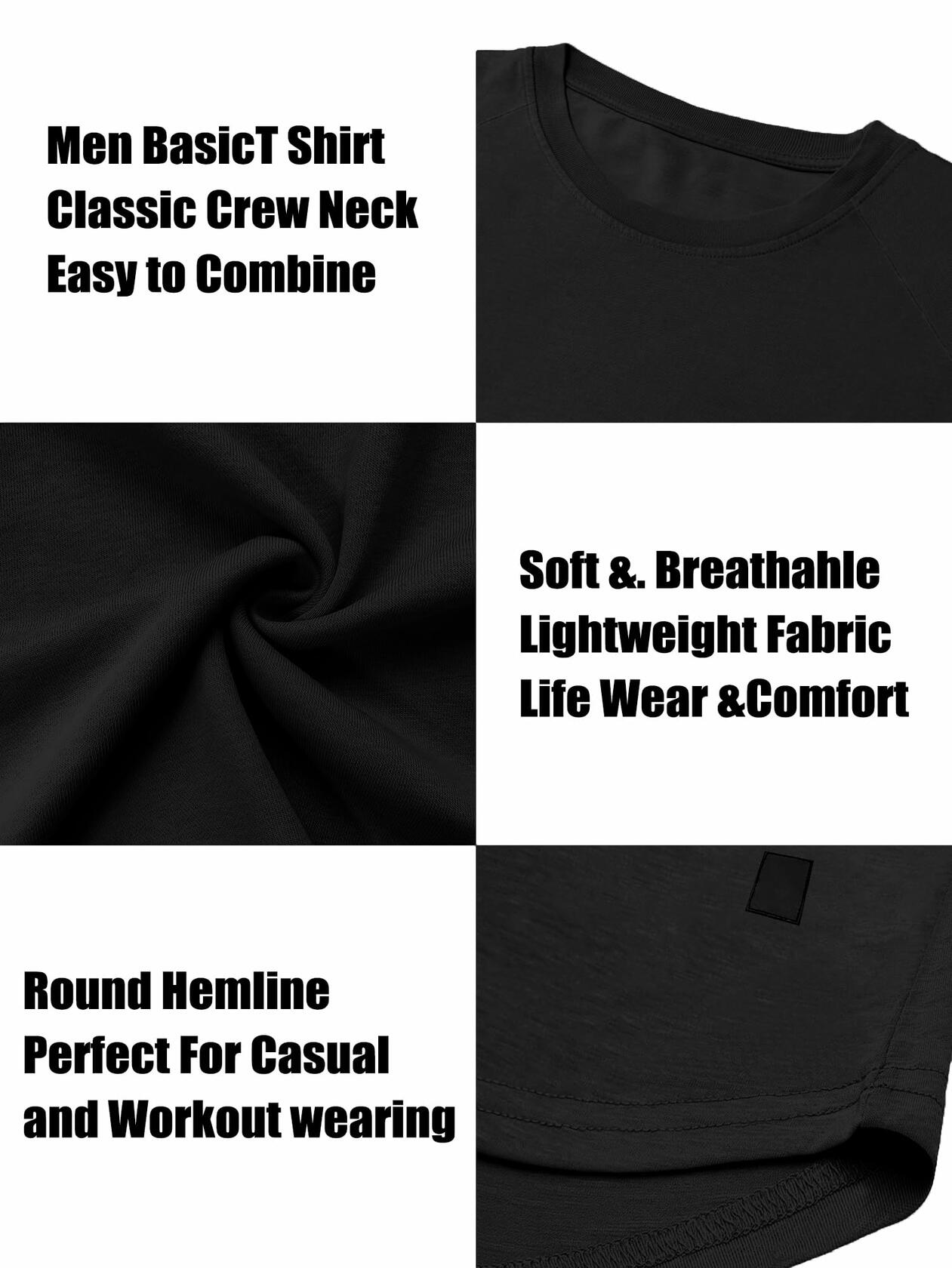 Comdecevis Men's Gym Workout Athletic Long Sleeve T-Shirt Black XL