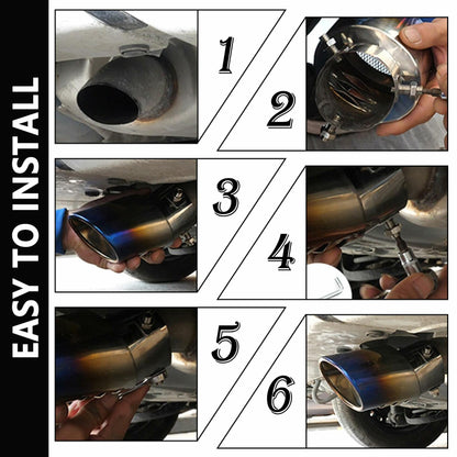 IHOTDER Stainless Steel Car Exhaust Tip 5.5'' Length Bolt-On Bright Silver