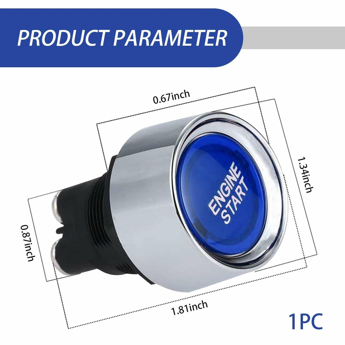 [Like New] DYEKNEE 12V Keyless One-Touch Start Switch 3 Pin Blue Engine Ignition